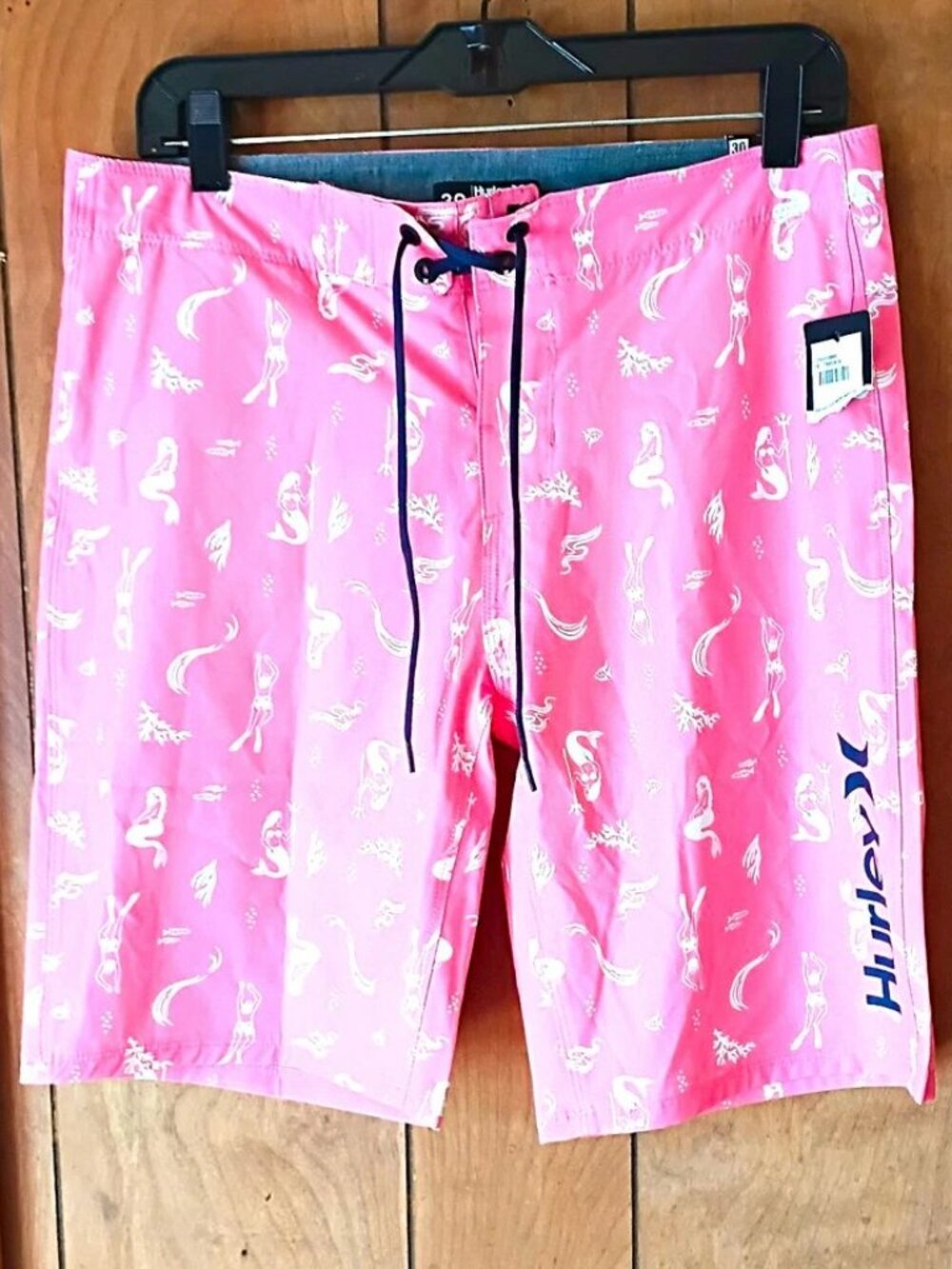 Hurley Men’s Pink bloom swim Board Shorts Size 30 Drawstring Back Pocket NEW